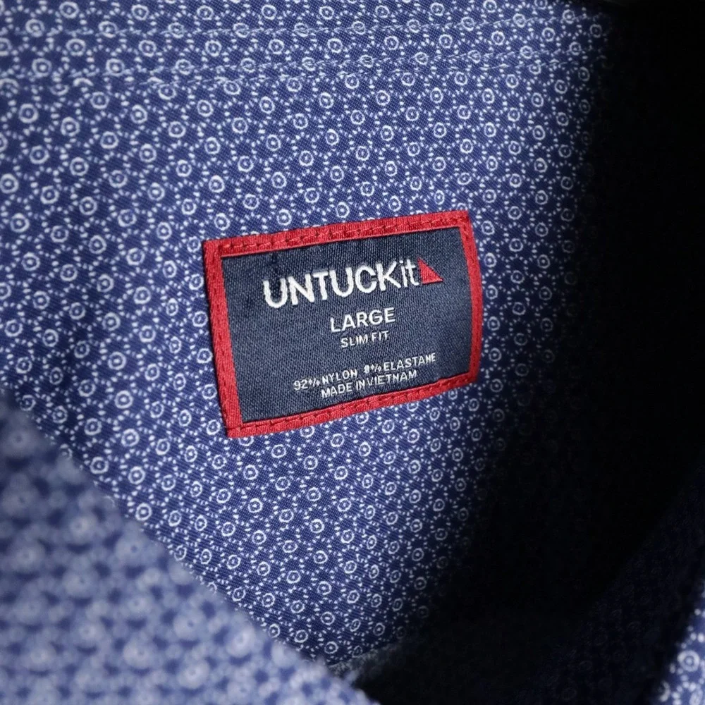 2x UNTUCKit Mens Large Slim Fit Button Down Long Sleeve Shirt Blue/Maroon - Picture 4 of 15